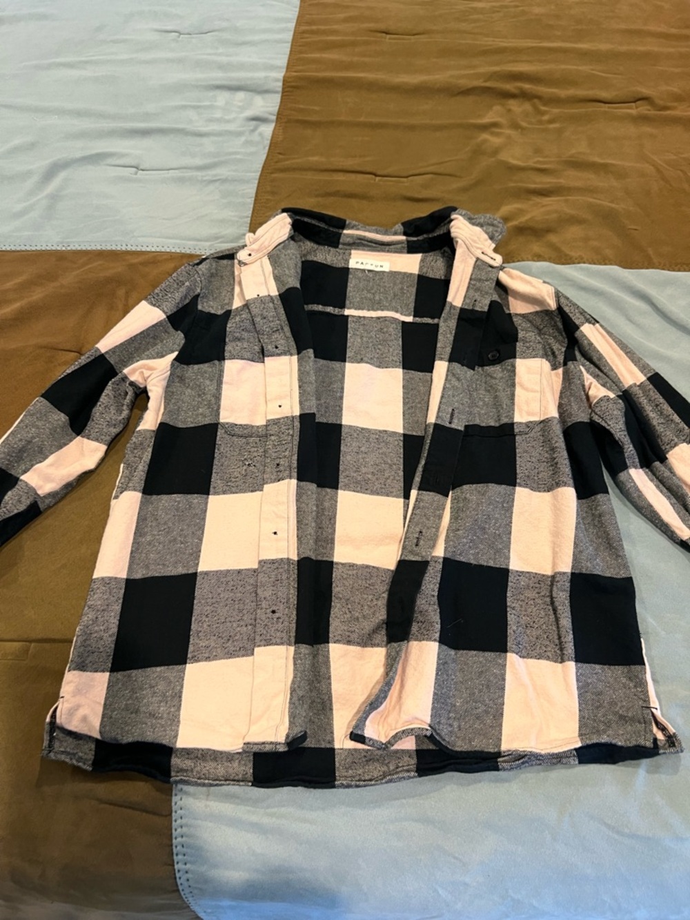 PacSun Black and Light Pink Checkered Flannel